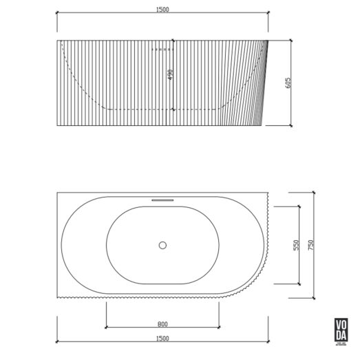 1500mm Binge Fluted Skirt Bath Left Gloss White - Image 2