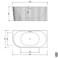 Alternative view of 1500mm Binge Fluted Skirt Bath Right Gloss White