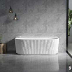 Alternative view of 1700mm BINGIE Fluted Skirt Back to Wall Bath Matte Black