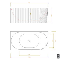 Alternative view of 1705mm Binge Fluted Skirt Bath Left Gloss White