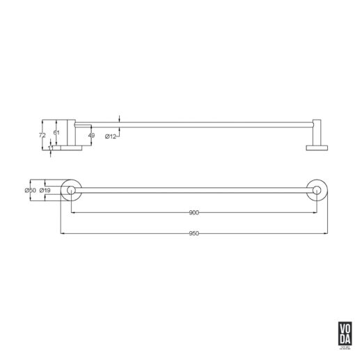 Pure 900mm Single Towel Rail Brushed Nickel - Image 2